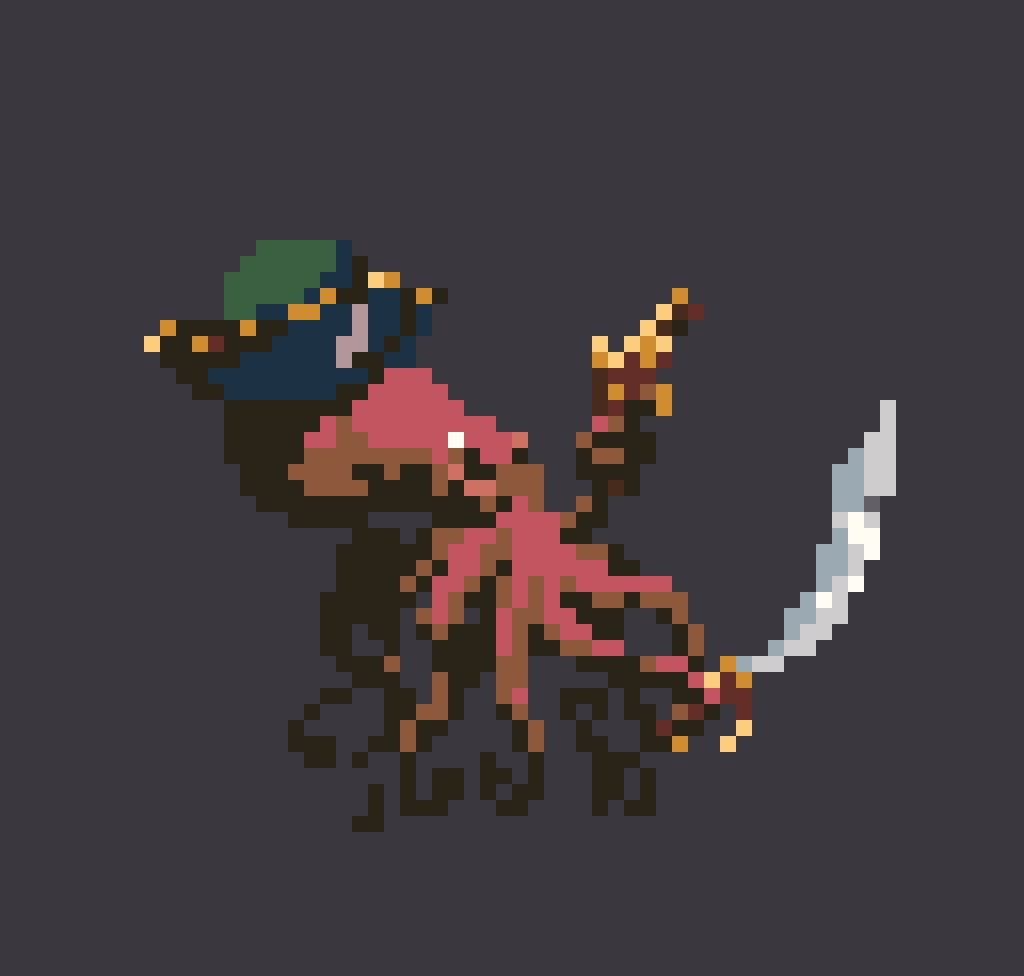 Template de pixel art Pirate Octopus Boss Fight. No 3D as always (proof in comments) 64x61 para Hama Beads e Perler Beads